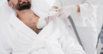 Man getting chest laser hair removal